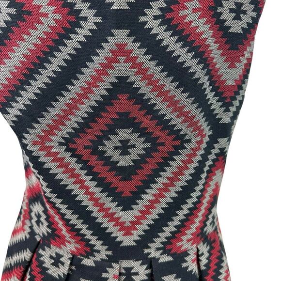 Anthropologie Eva Franco A Line Geometric Patterned Dress Red and Black Size 10 - Picture 7 of 11